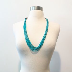 686 Handcrafted Seven Strand Turquoise Heishi Necklace With Silver Bead Clasp